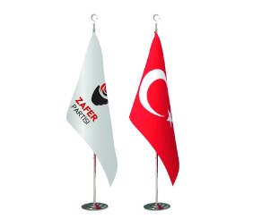 Zafer Partisi Makam Bayrağı Seti ( Türk+Logolu )